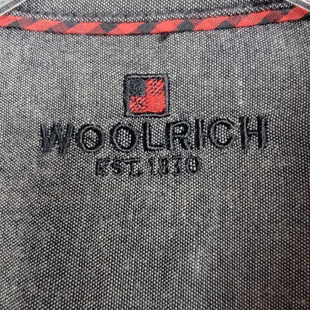 Woolrich Flannel Shirt Mens Medium Red Black Shadow Plaid Cotton Button Up - Picture 12 of 15